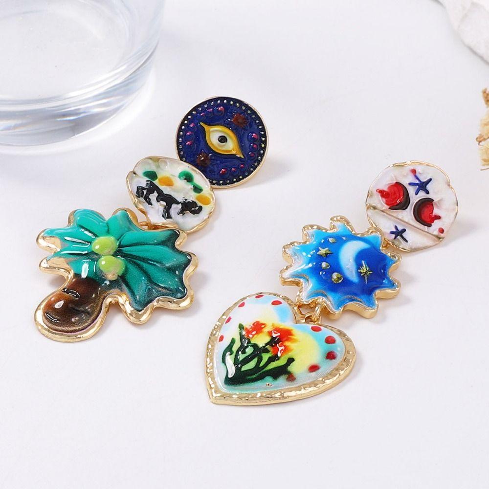 Flower Geometric Stud Earrings Charm Bohemian Dangle Earring Holiday