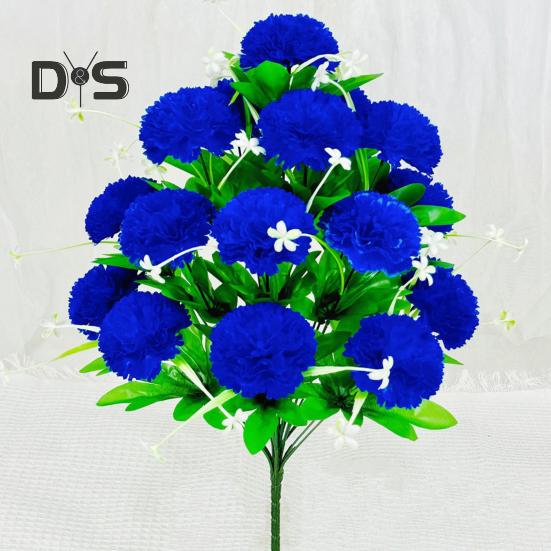 Artificial Carnation Realistic 18 Head Fake Silk Flower UV Resistant Wedding Party Indoor Outdoor Garden Yard Faux Flower Plants Decoration