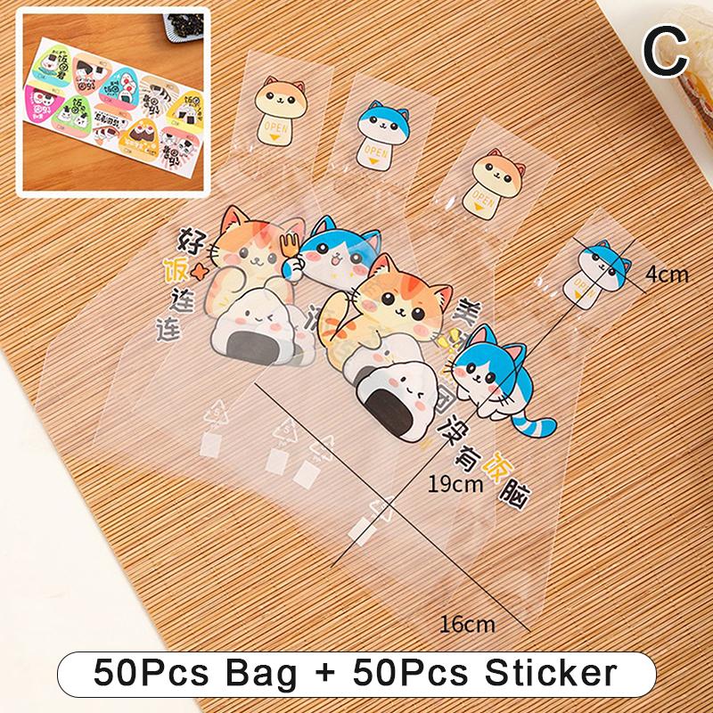 

Милый мультяшный треугольный пакет для упаковки рисовых шариков с наклейками, сумка для суши «Нори Онигири», форма для приготовления суши, аксессуары для бэнто