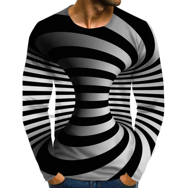 3D Printed Trend Long Sleeved Fashion Round Neck T-shirt