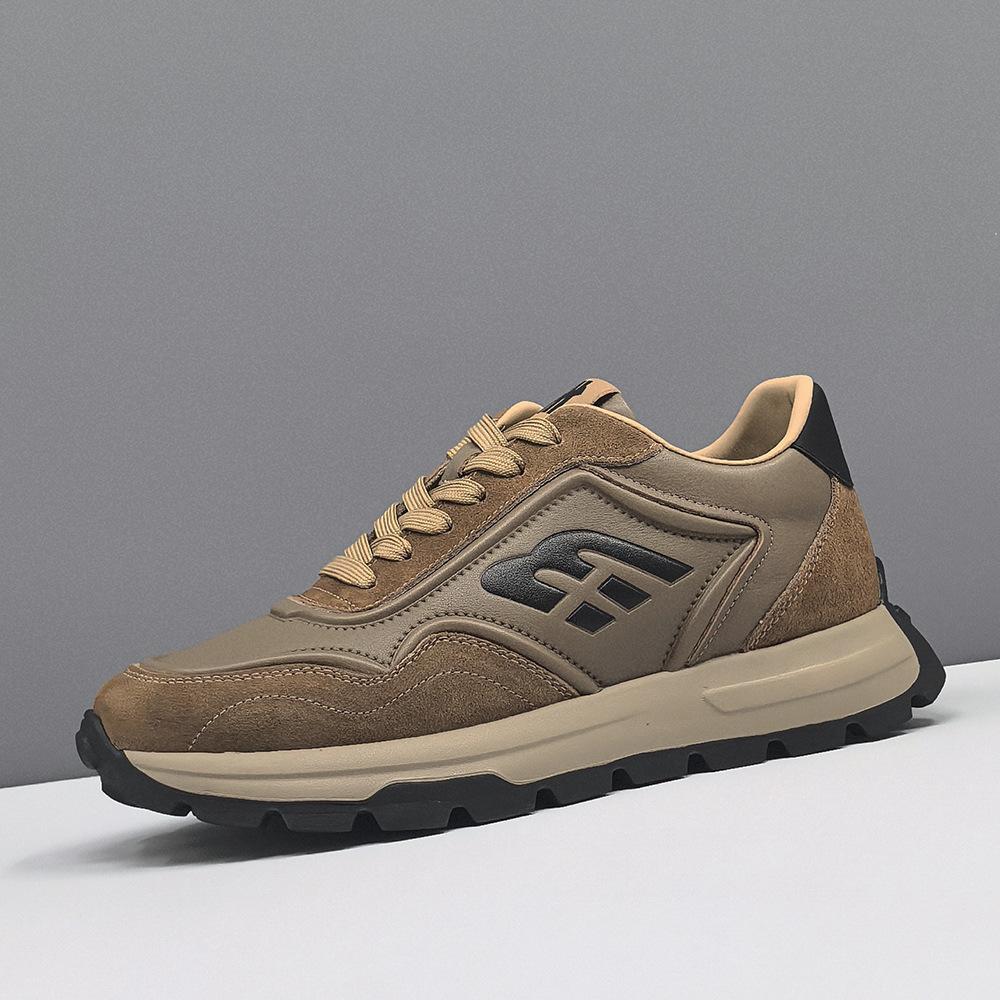 Thick baseplate shoes trendy shoes leather soft sole sports and leisure shoes 38