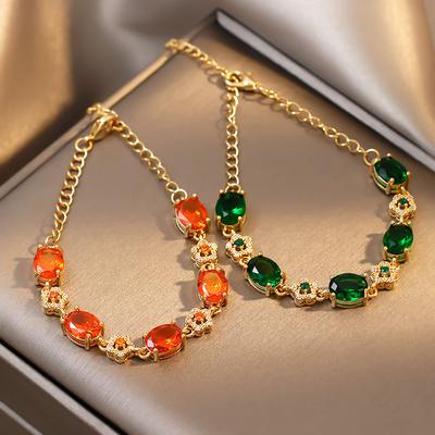 Artificial Red/Green Emerald Bracelet Zircon Bracelet Women's Design Jewelry