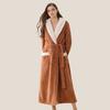 Women's Autumn and Winter Long Bathrobe Plus Velvet Thick Warm Home Wear