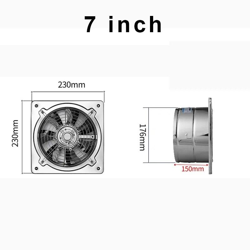 6''7'' Stainless Steel Kitchen Ventilator Exhaust Fume Household Exhaust Fan Exhaust Fan Wall Ventilator