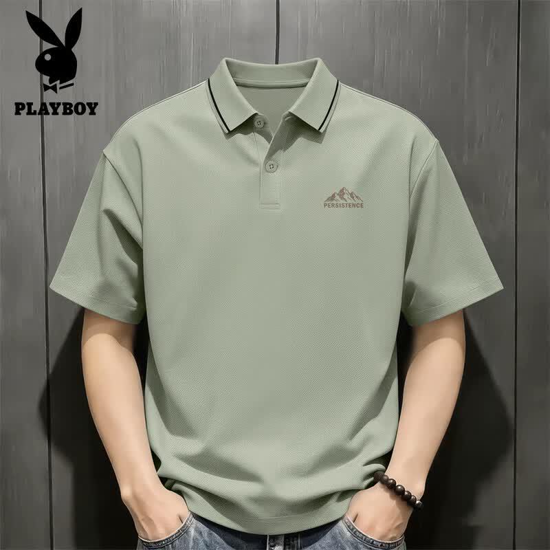 Playboy Men's Breathable Short Sleeve Polo T-Shirt
