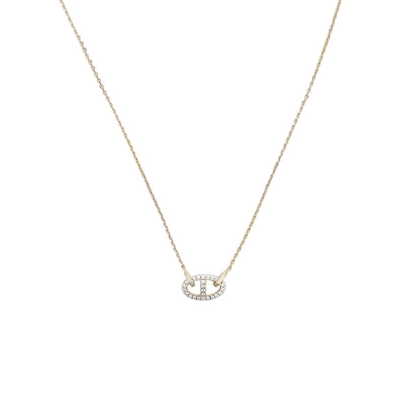 APM Monaco Maille Marine Schlüsselbein Kette synthetischer Zirkonia Legierung 18 Karat Gold vergoldet Halskette Damen Gold YC7548OX