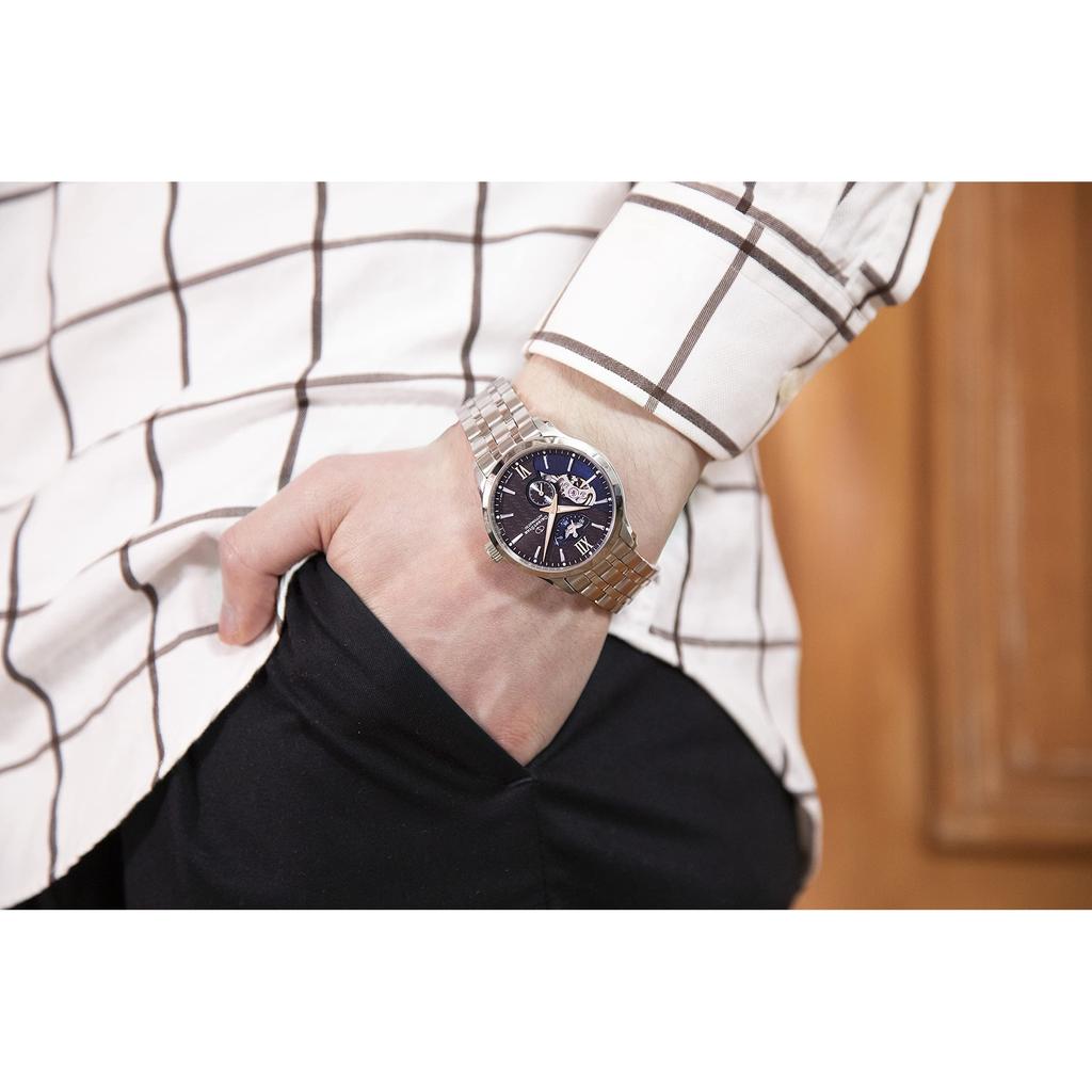 [Orient Star] Men's Japanese Automatic Watch, Layered Skeleton Design, Open Heart, Brown, Model RK-AV0B02Y