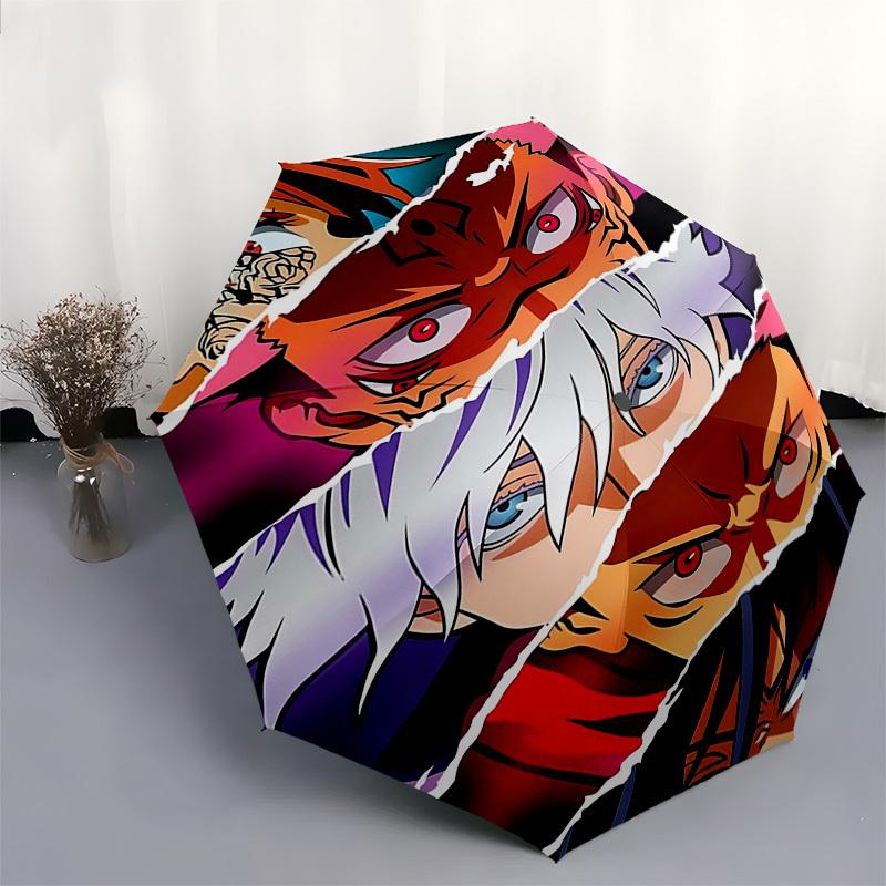 1pc Jujutsu Kaisen Characters Auto-Folding Umbrella Portable 3-Fold Design with Iron Frame, Perfect for Fans, Travelers, Daily Use, and Gifts.M055