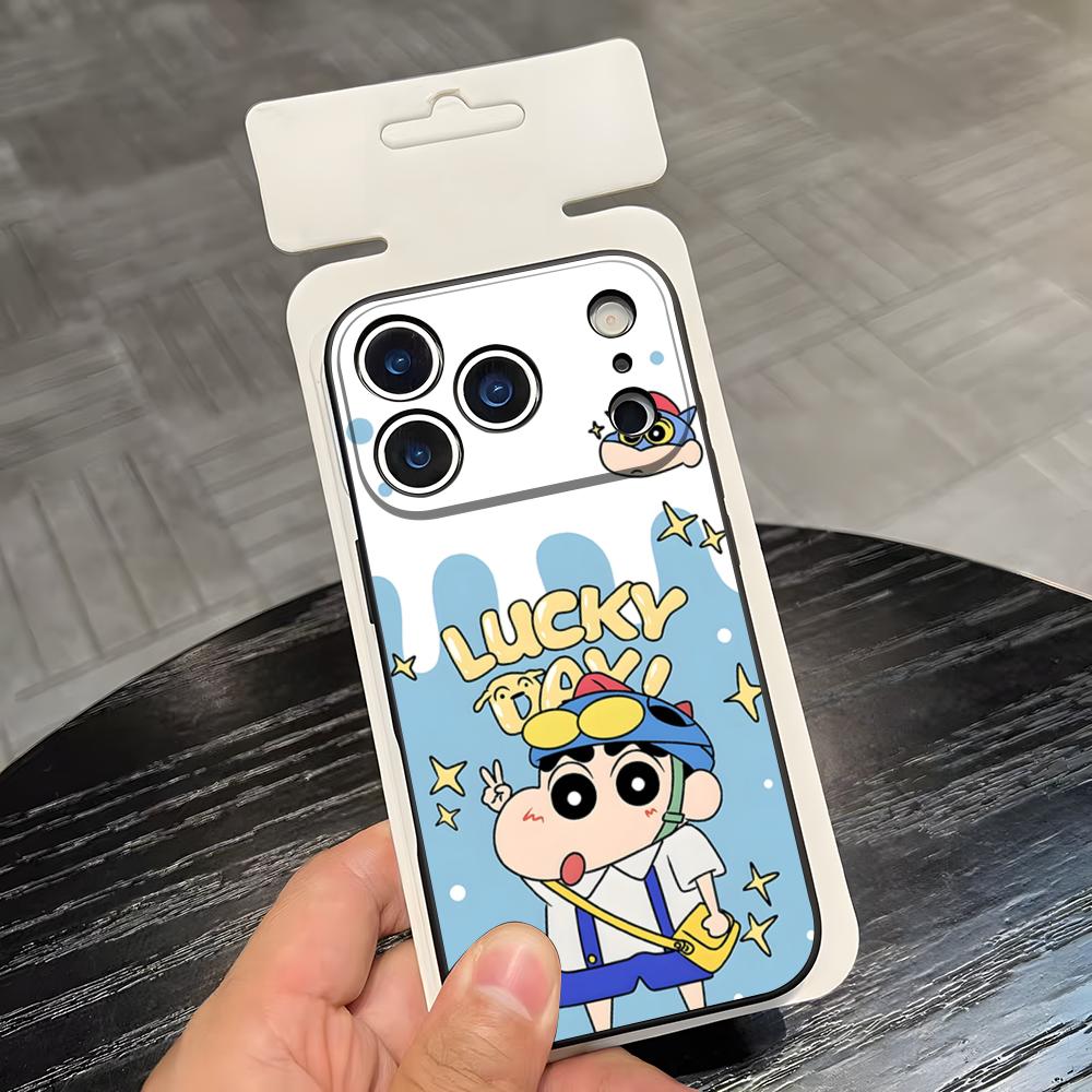 C-Crayon S-ShinChan Phone Case For IPhone 17 Air 16 E Pro Max 15 14 13 Mini 12 Pro 11 Max Plus Black Soft Shell