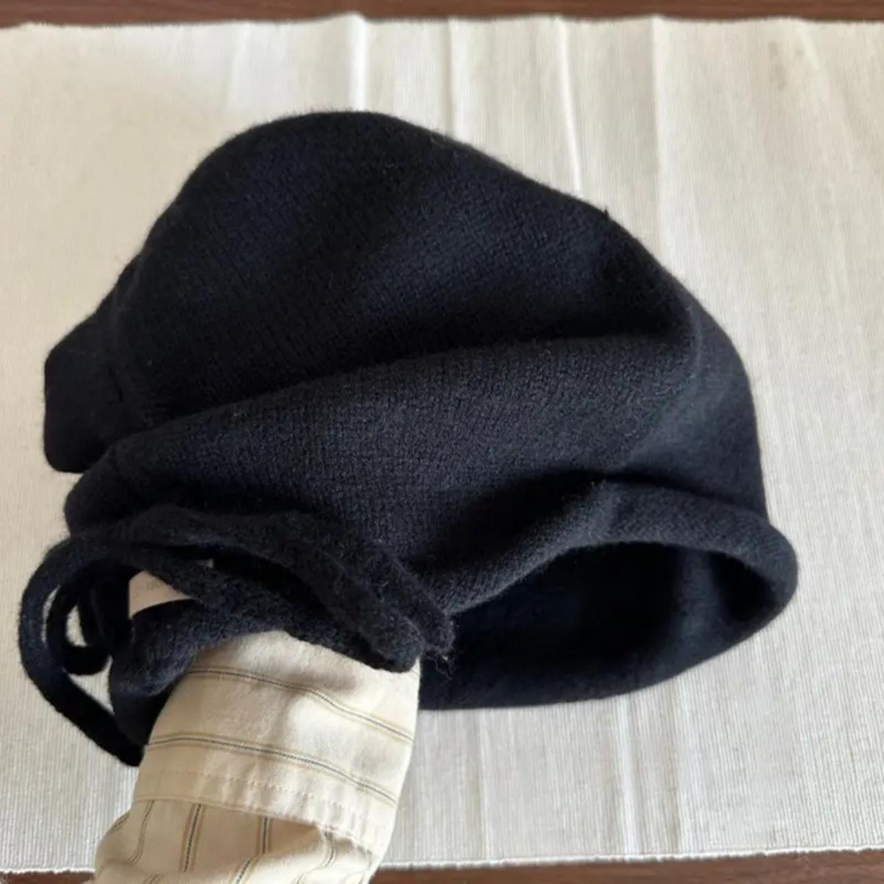 

Autumn and Winter Wool Knitted Drawstring Pile Hat Soft Lazy Casual Versatile Warm and Cold Hat in Winter one size