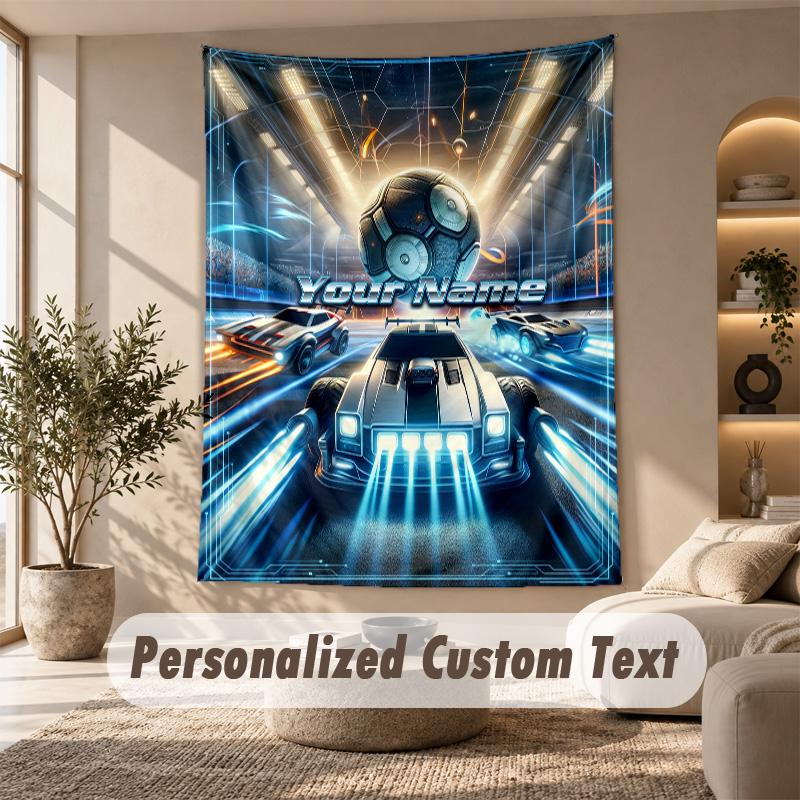 Arazzo Rocket League, Testo Personalizzato Personalizzato, Arazzo da Appendere a Parete per Soggiorno Decorazione Murale per la Casa