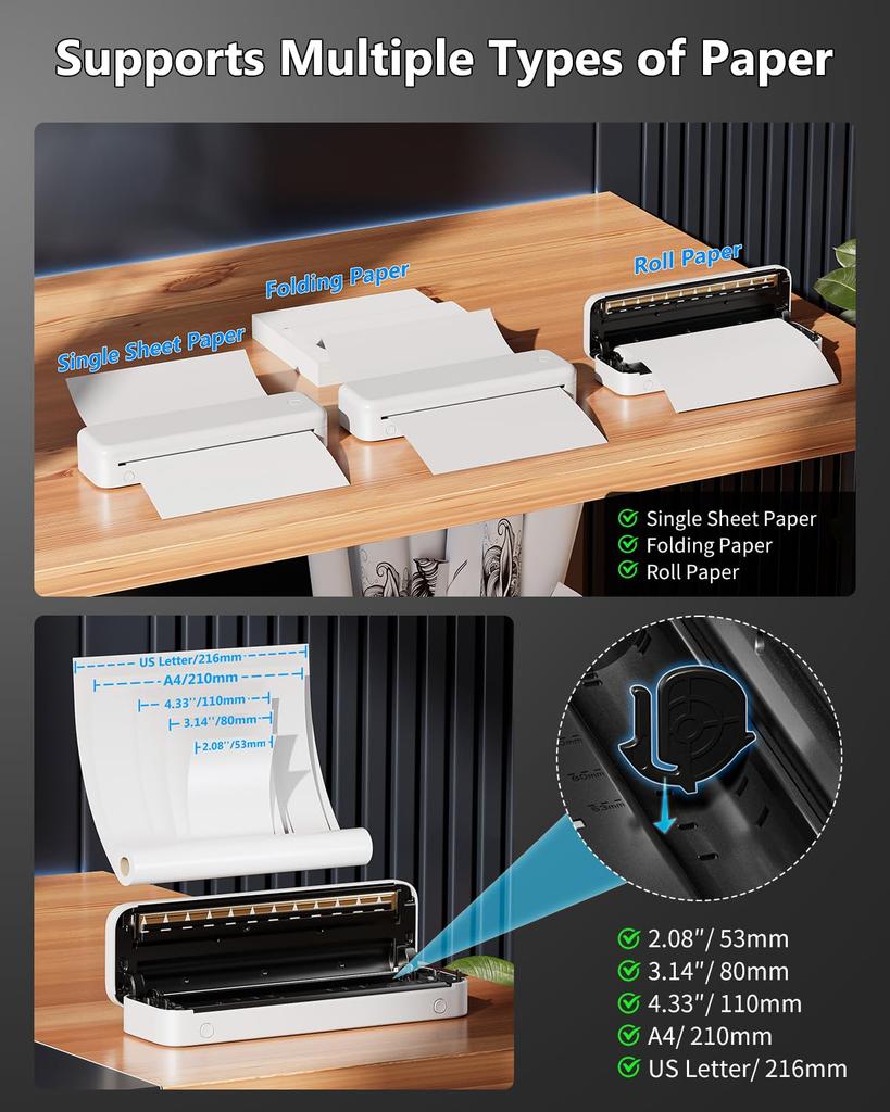 Itari M834 Mobile Printer A4 A compact and portable printer that is easy to Compatible with a wide range of it can print in wide sizes of With