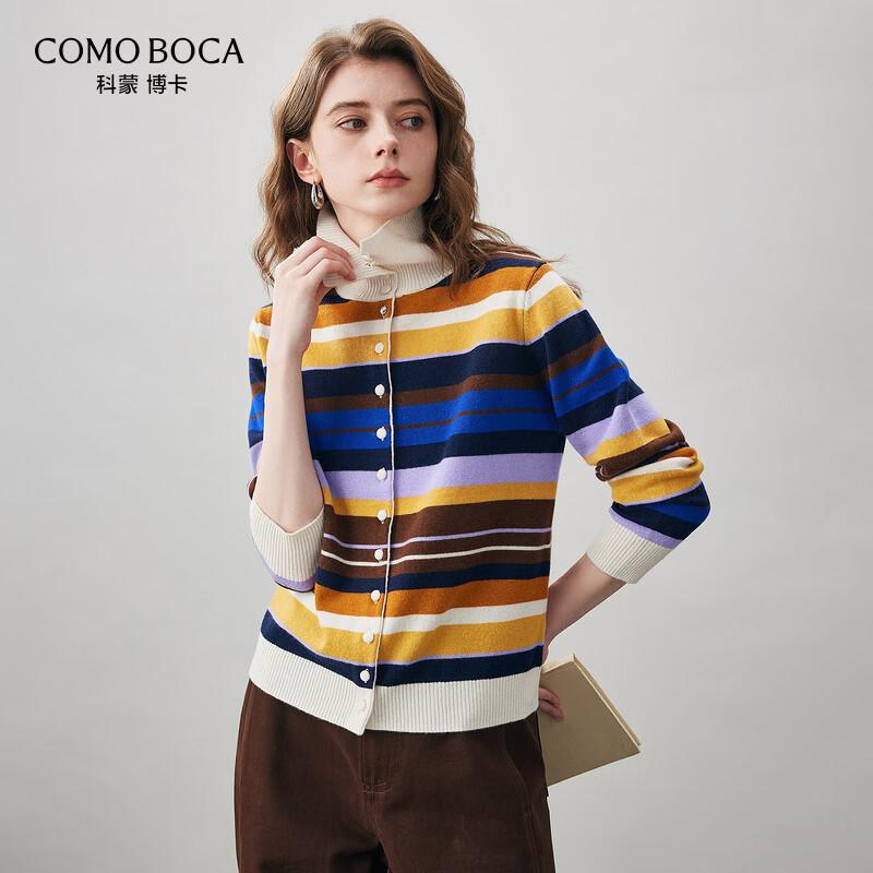 Kemon Boca Women's Striped 100% Wool Cardigan