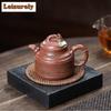 250ml Yixing Purple Clay Teapots Artists Handmade Bamboo Tripod Pot Raw Ore Red Downhill Mud Tea Brewing Kettle Zisha Tea Set