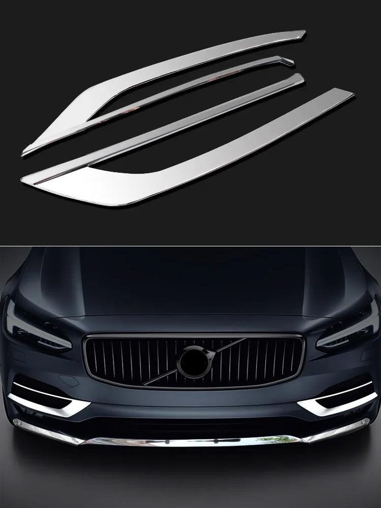 2pcs Chrome Front Fog Light Lamp Lower Bumper Cover Frame Trim Fit for Volvo S90 2017-2019