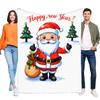 Happy New Year Santa Claus Blanket Soft Fleece Throw for Cozy Winter Nights, Cute Holiday Decor Gift for Kids and Adults, Perfec