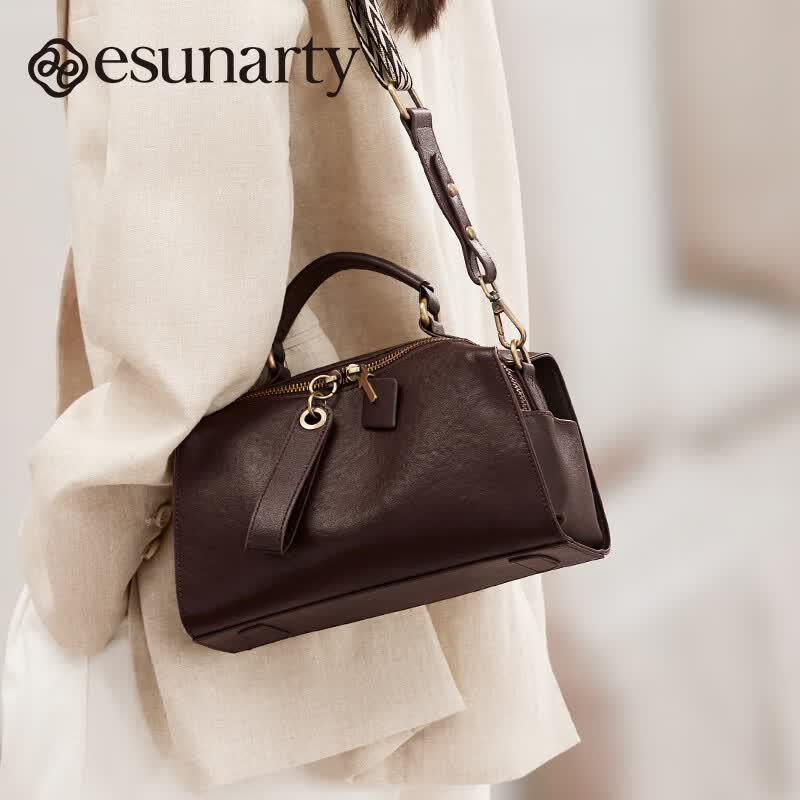 ESUNARTY Women s Leather Pillow Shoulder Bag