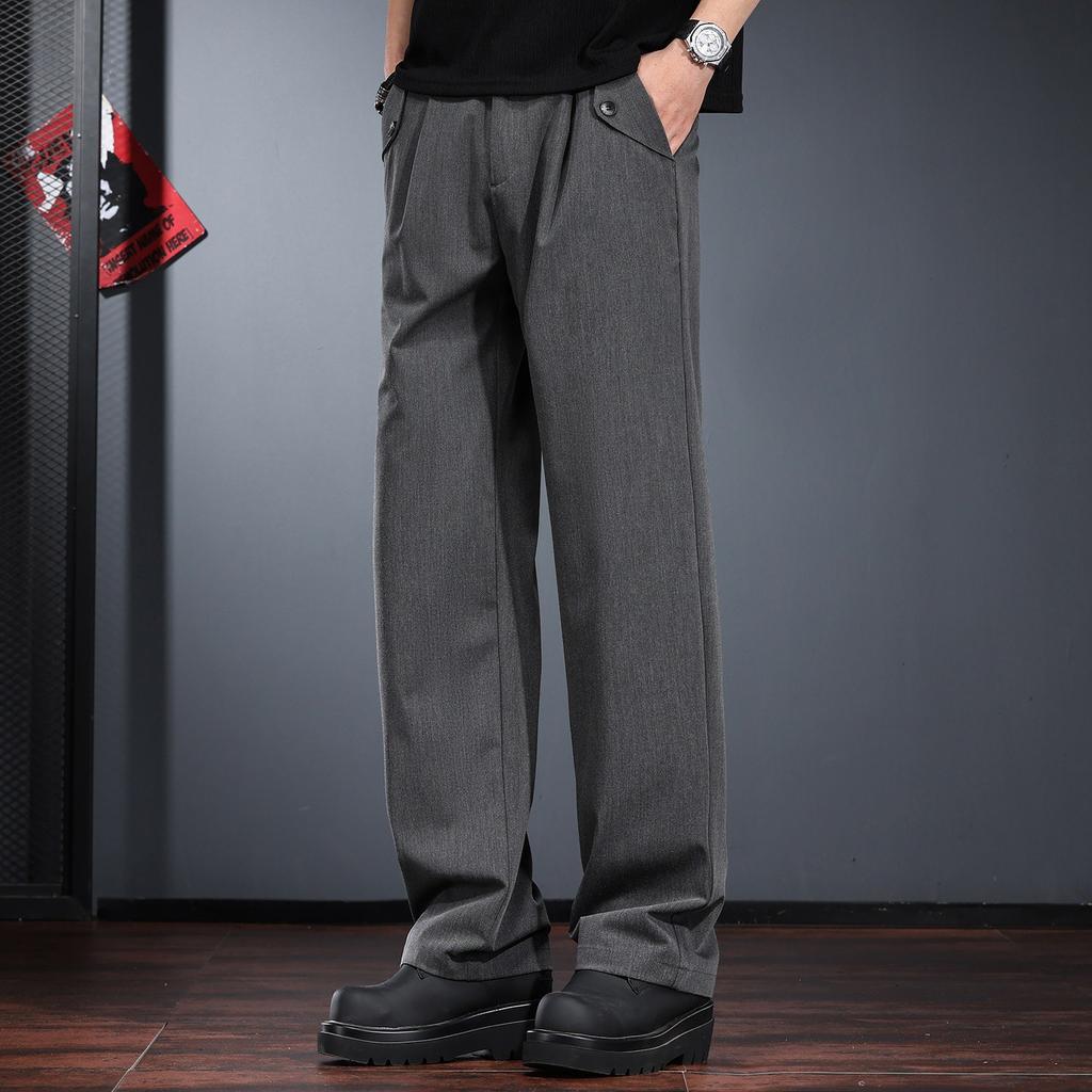 High-end Casual Pants Men's Spring and Summer Loose Straight Wide-leg Pants Old Money Drape Business Suit Pants Thin