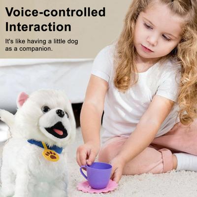 Electric Plush Dog Toy with Leash Licking Tongue Walking Puppy Plushie with Touch Sensing Lifelike Sounds Toddlers Interactive Simulation Stuffed