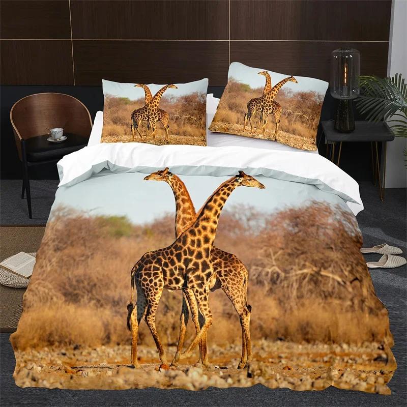 Comforter Giraffe Twin Full Microfiber Safari Animal Comforter Tropical Jungle Giraffes Bedding Set For Girls Boys Room