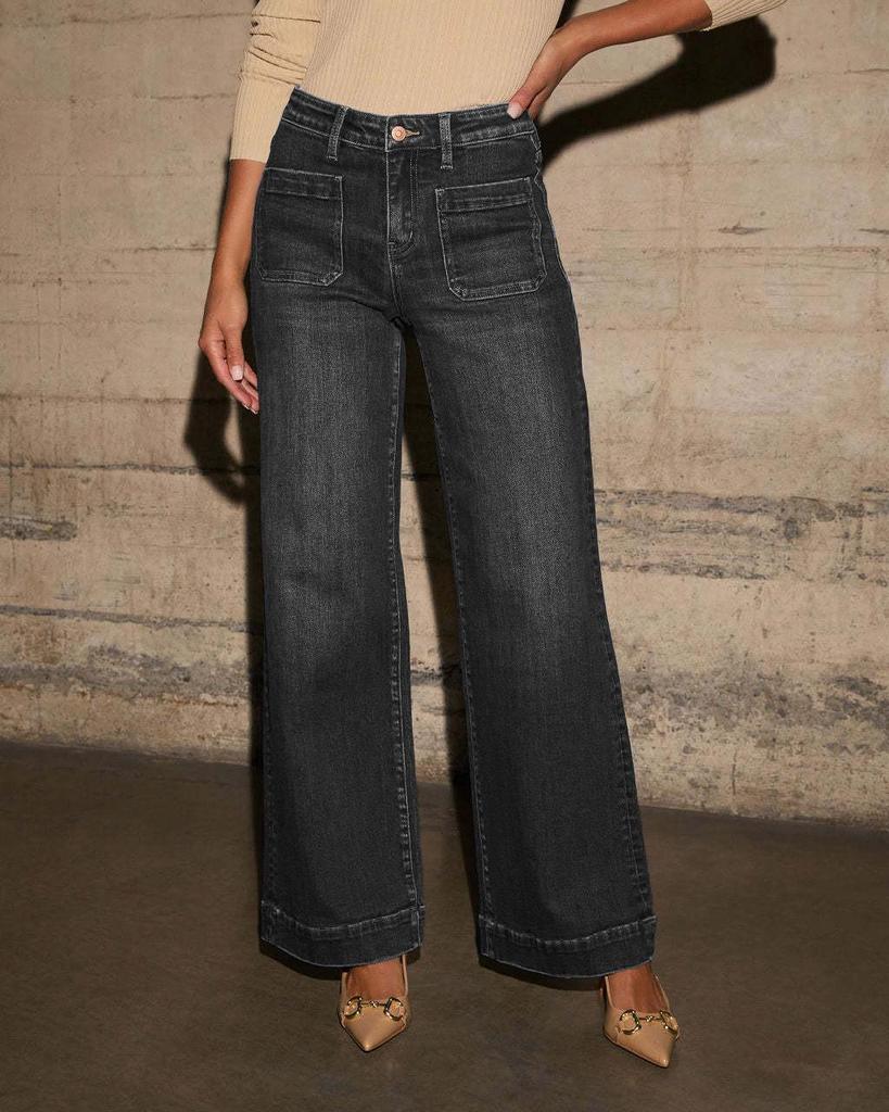 2025 Spring Women's High-Waisted Wide-Leg Retro Jeans - Slimming and Versatile Style