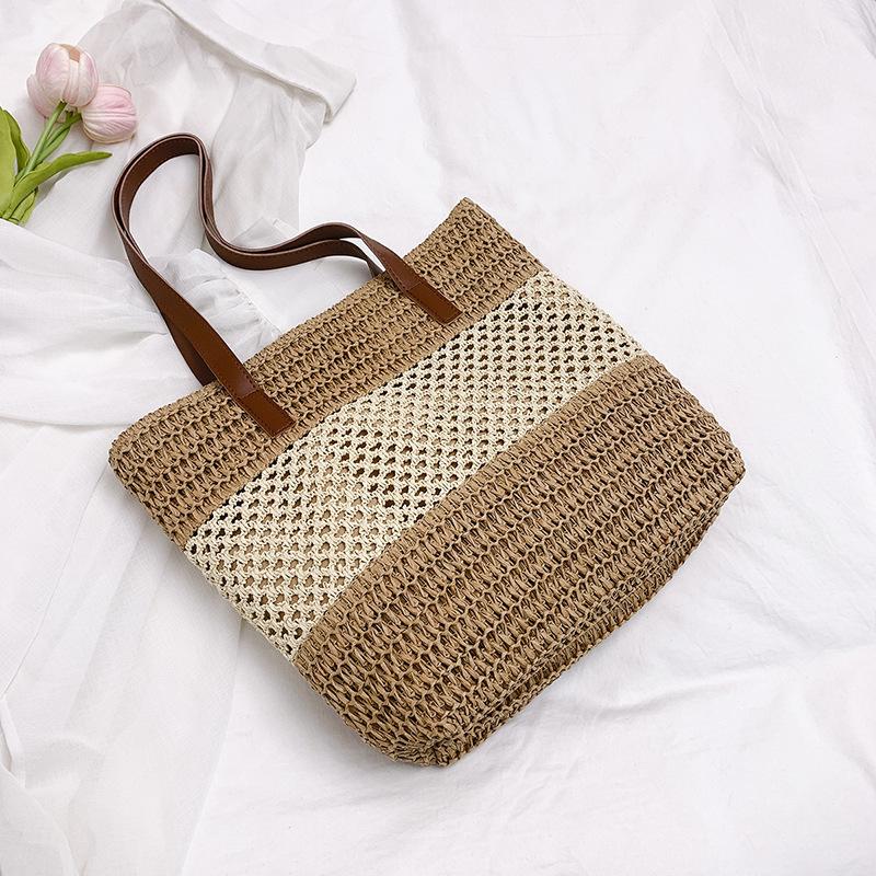 Летний популярный отпускной стиль плетеная сумка-корзина для овощей женская пляжная соломенная сумка модная универсальная дорожная наплечная сумка-ведро
