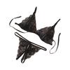 Erotische Damen-Unterwäsche-Set aus Spitze, durchsichtig, Dreieck-Cup-BH, offener Schritt