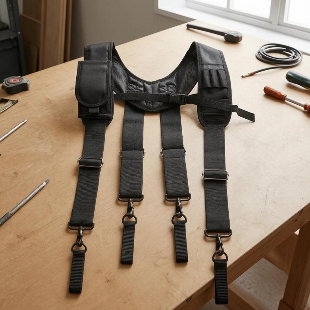 Tool with Side Pockets Padded X-Shaped Work Adjustable for Tradespeople,