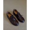 Washed soft cowhide British retro round head small leather shoes women's simple commuting leather flat single shoes loafers