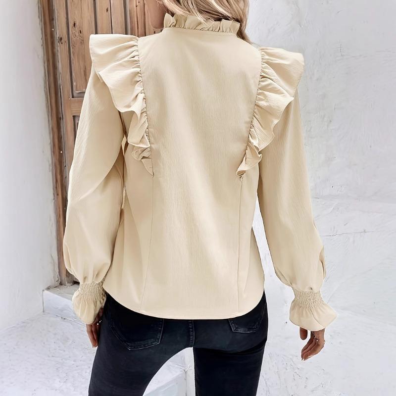 Women's Sweet Bow Tie Loose Long-sleeved Stand-up Collar Shirt Early Spring Design Sense of Fungus Skinny Blouse Senior Feeling