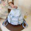 Sweet Women Daily School Bag Large Capacity Silver PU Daypack Korean Drawstring Backpack  Students