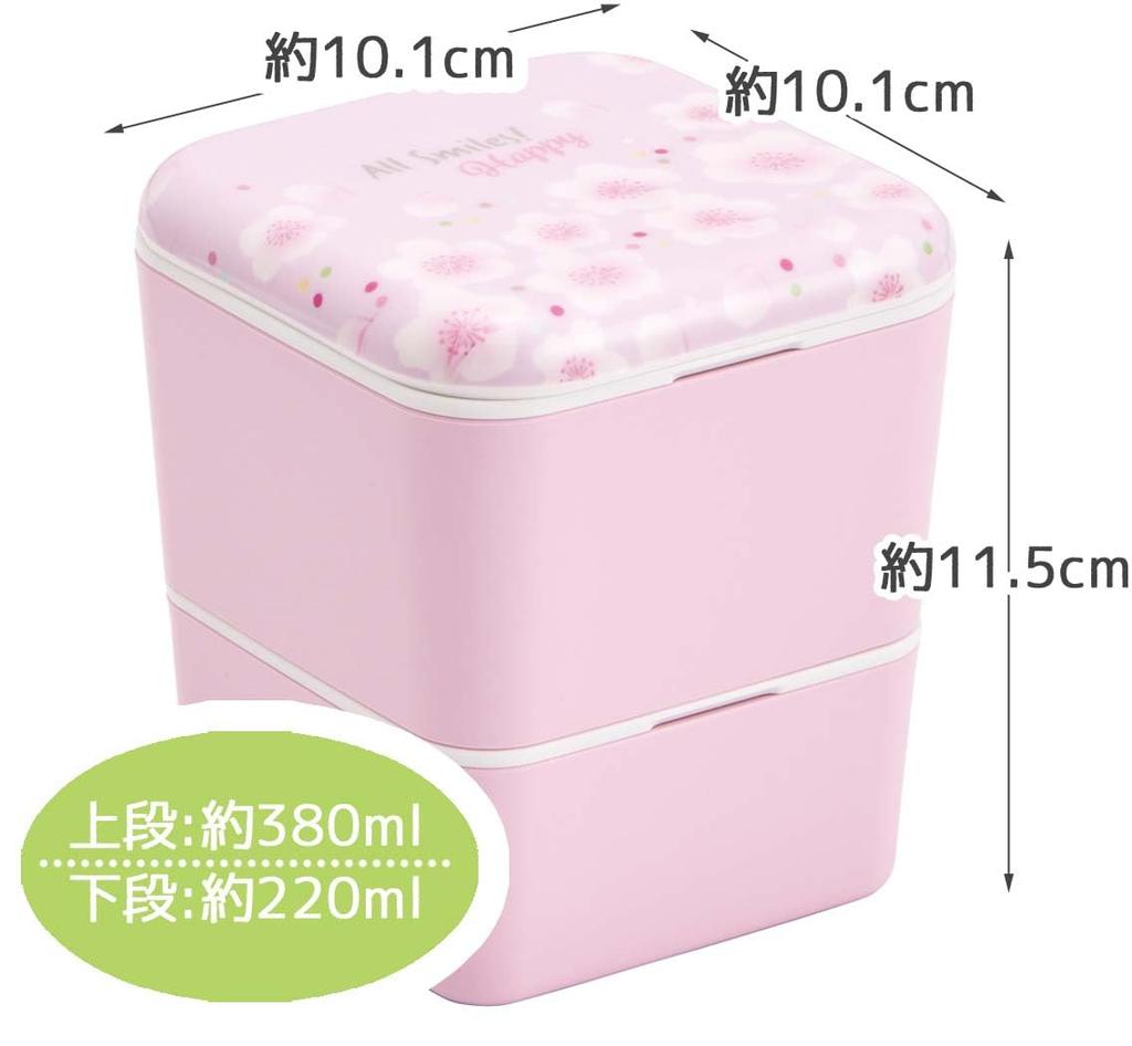 Skater Simple Lunch Cherry Blossom All Made in Box, 600ml, Two-Tier, Pattern, Smiles, Japan, SLBWS6M-A