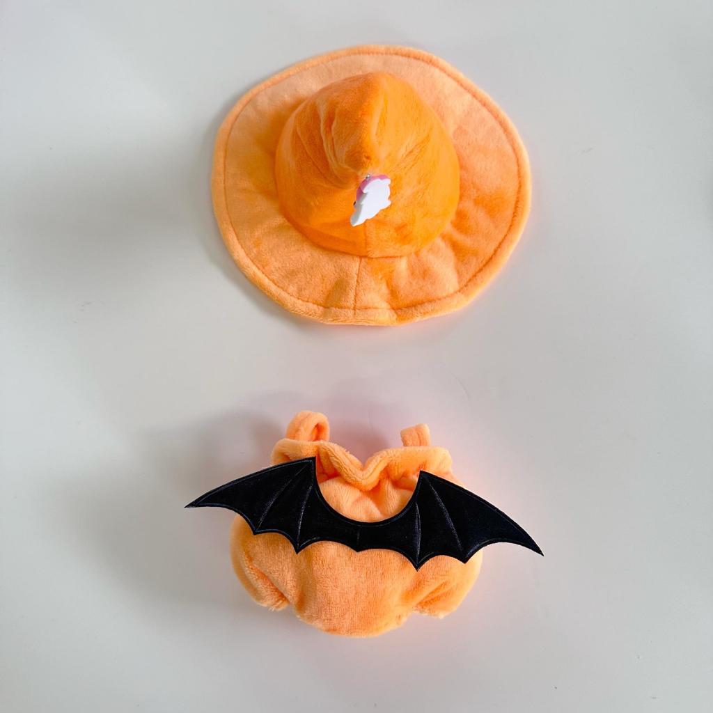 (clothes Only) For 17cm Labubu Doll Halloween Pumpkin Hoodie Set Idol Sitting Party Mini Plush Cute Decoration Costume