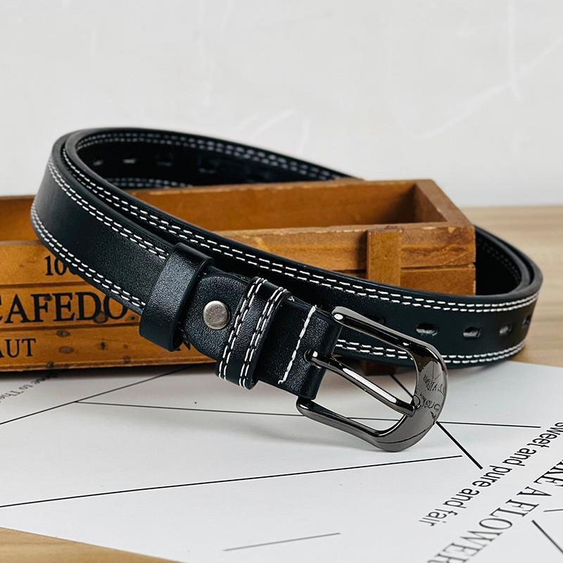 Pu Womens Leather Belt With Double Line And Hollow Design For Jeans Work And