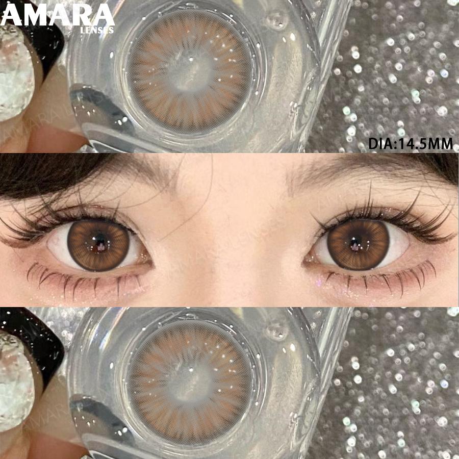 AMARA Fashion Colored Contact Lenses Brown Soft Lenses Beauty Lenses for BIG Eye Green Color Contact Eye Cosmetics Yearly Use