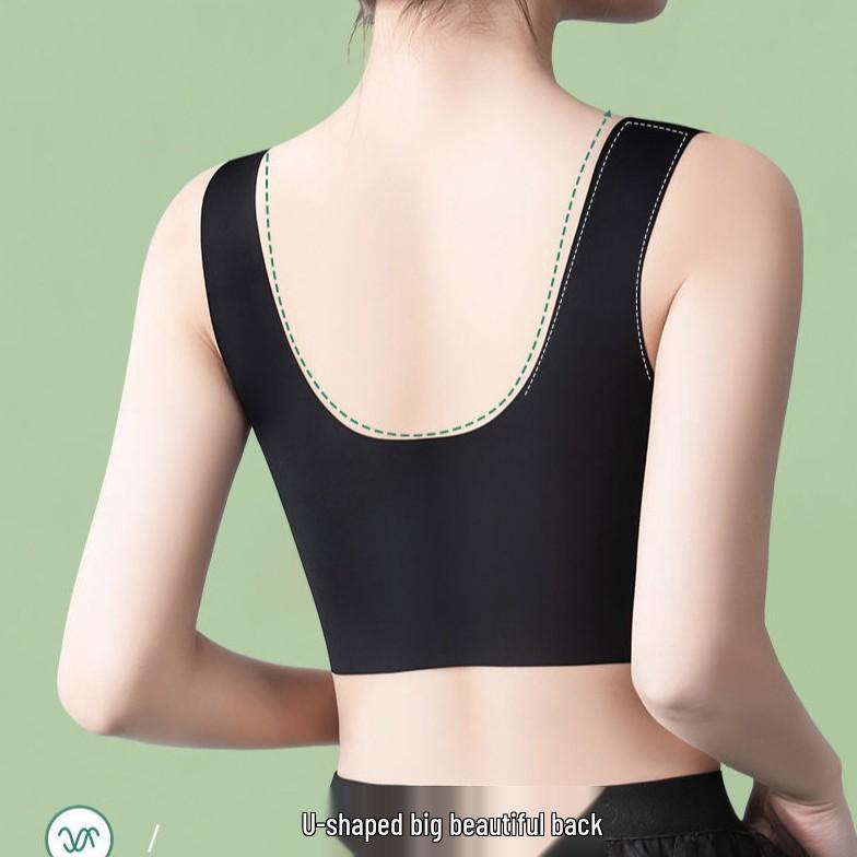 Ice Silk Cross-Back Sports Bra: Seamless Lightly Padded, Wire-Free, Tank Top Style for a Flattering Fit