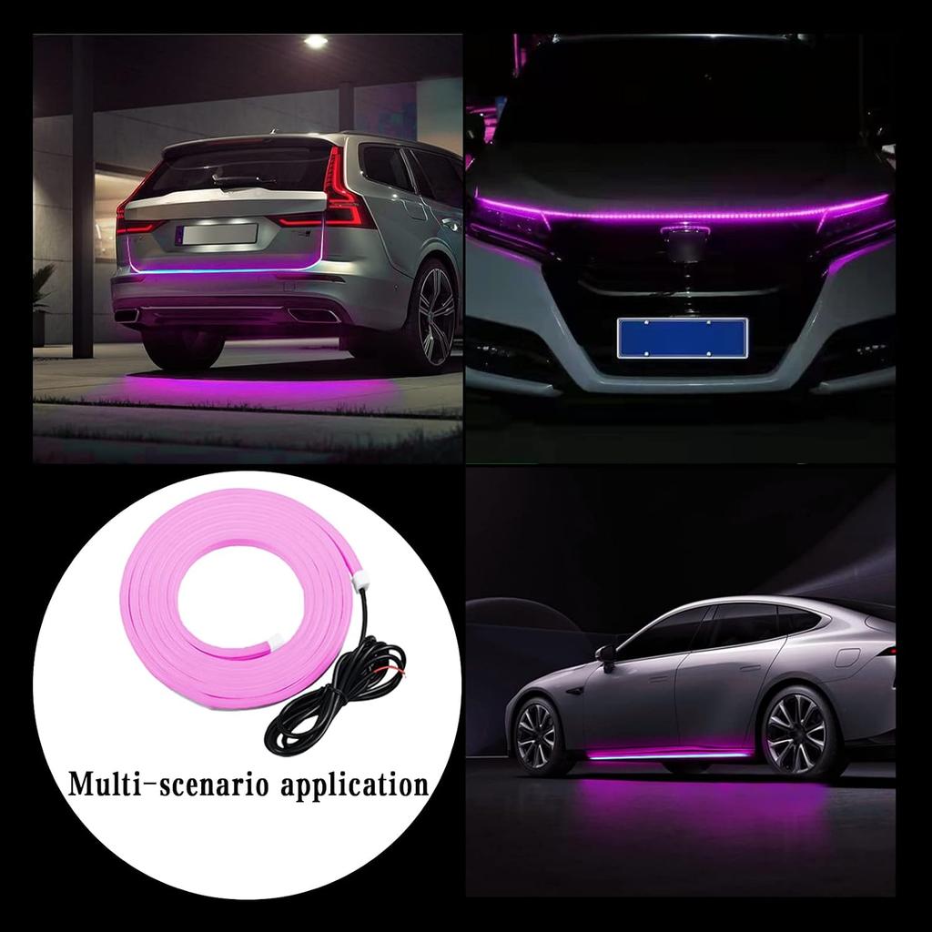 1 PC Car Hood LED Strip Lights, 59In Long 12V Led Vibe Light, Waterproof Safe Light Guide Strip with Tape, Universal for Car Truck SUV Interior &
