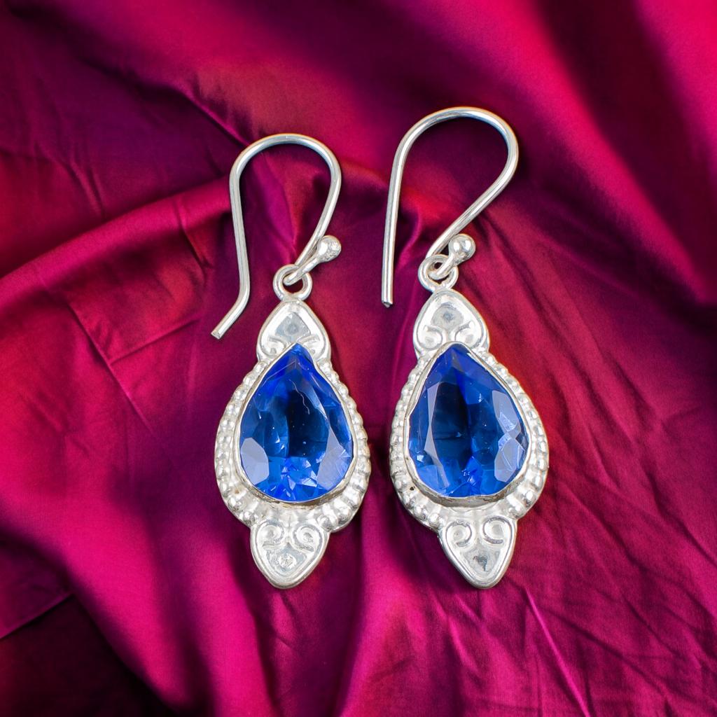 Natural Tanzanite Gemstone 925 Sterling Silver Jewelry Handmade Earrings 1.80" EE-42-6