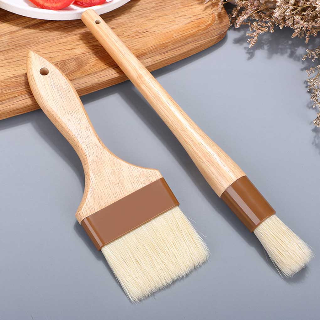 Perii de Bucătărie din Lemn Portabile cu Mâner Lavabile de Rezervă Patiserie Preparare Prăjituri Gătit Barbecue Picnic Perii cu Ulei Instrument