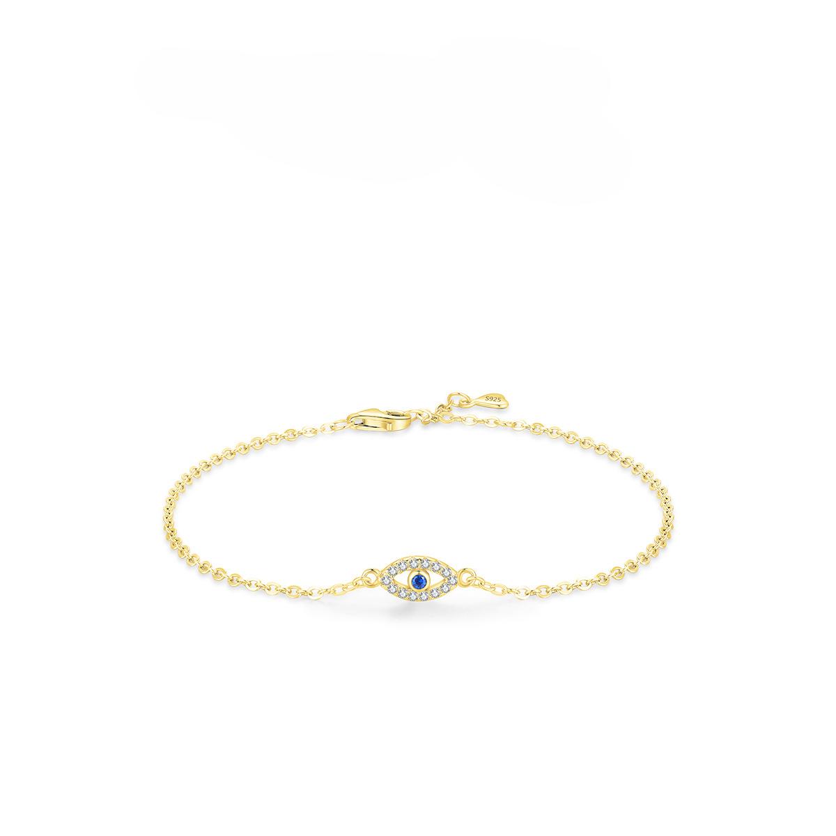 

Изысканный маленький браслет из стерлингового серебра S925 с голубыми глазами для женщин, простой темперамент, элегантный универсальный браслет в холодном стиле для женщин Adjustable size серебряный