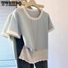 Round Neck Short Sleeved T-shirt for Women Spring and Summer Stylish Design and Knitted Top