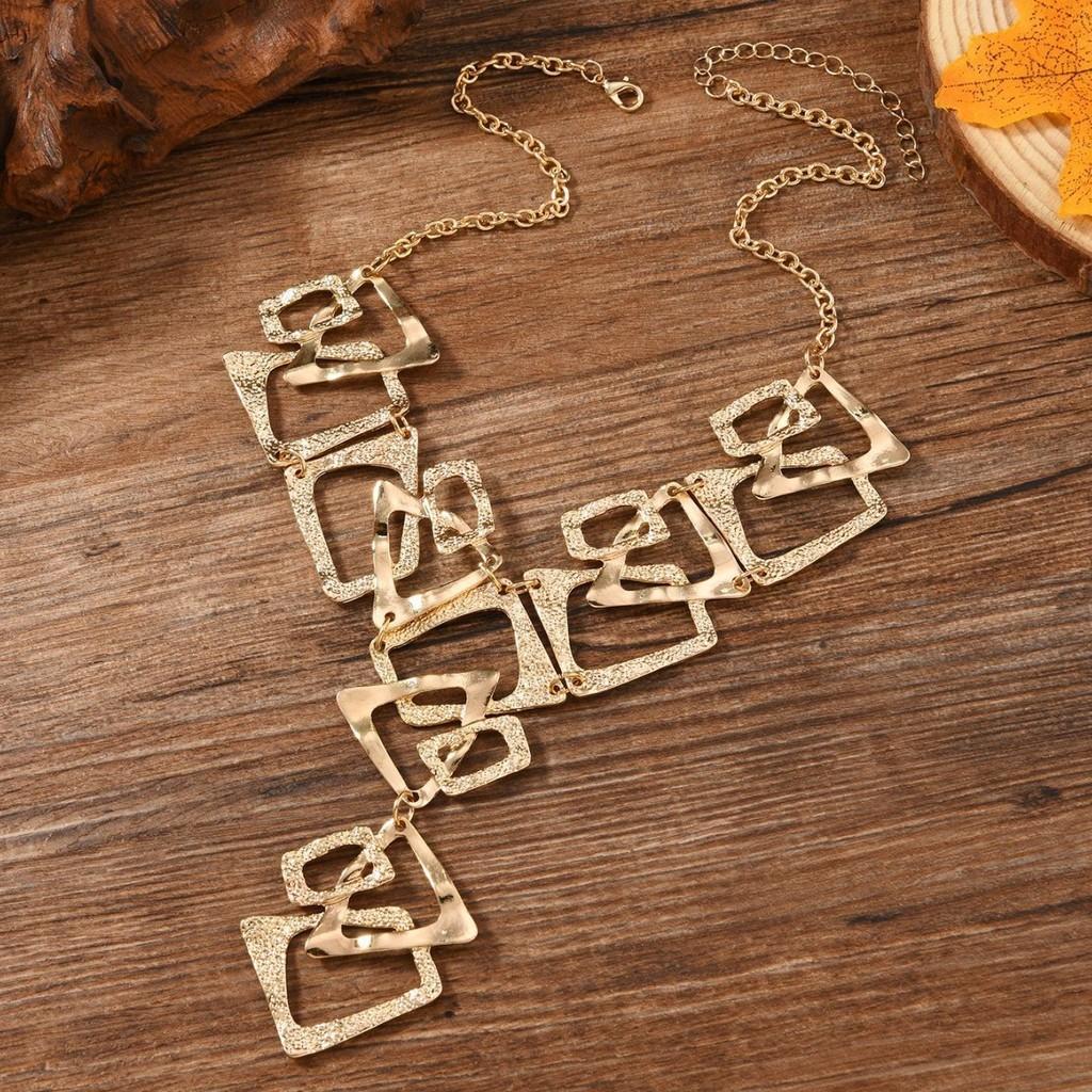 Exaggerated Fashion Accessory Geometric Triangle Rectangular Necklace Hollow
