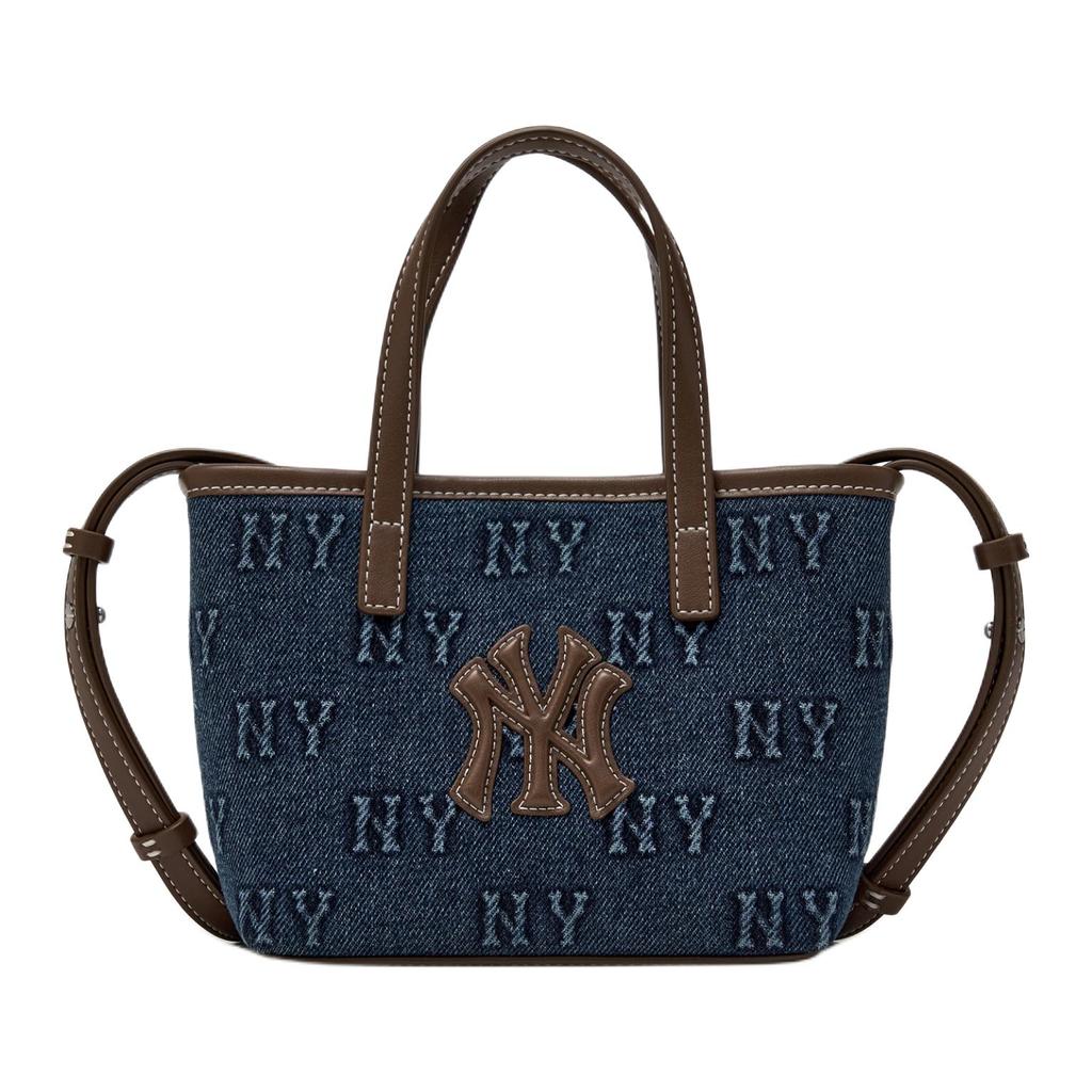 MLB New York Yankees Classic Letter Embossed Adjustable Detachable Cotton Polyester Blend Satin Crossbody Tote Bag Mini Women Handbags 3ACRDM16N-50INS
