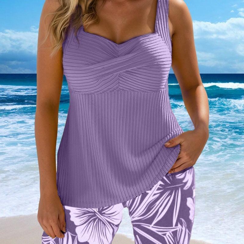 Swimsuit European and American Swimsuit Conservative Shorts New Split Bikini Women's Plus Size Swimsuit Set