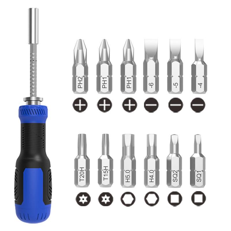 13-in-1 Telescopic Screwdriver Set Multi-function Mini Screwdriver Kit with Phillips Flat Torx Triangle Bits Portable Repair Tool for Home DIY