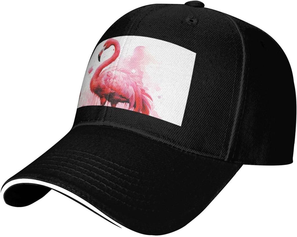 Flamingo Aquarell Druck Baseballkappe Polyester Verstellbar Lässig Golf Papa Hut für Unisex