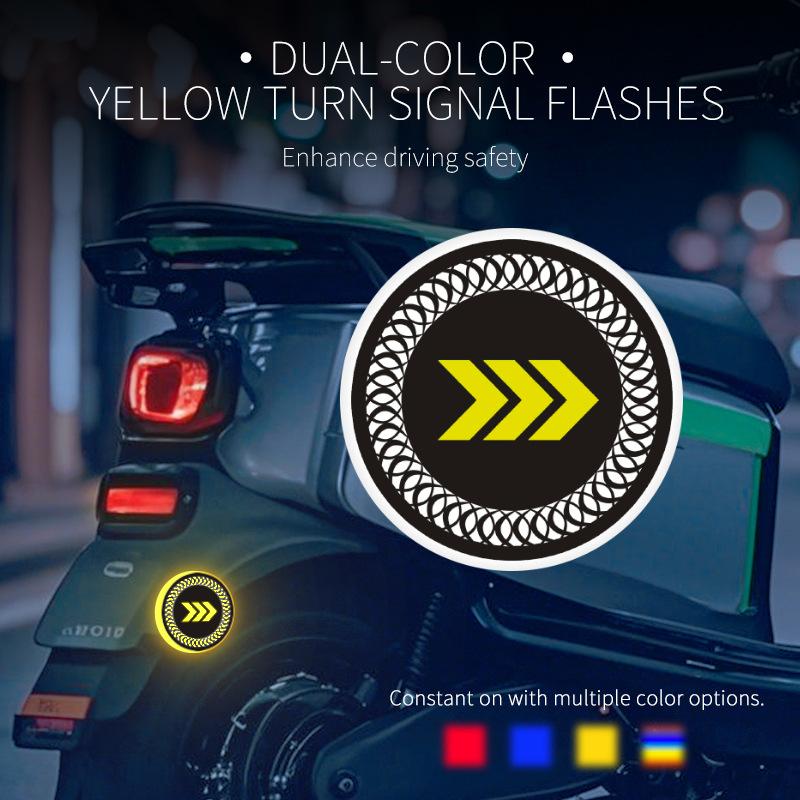 New motorcycle three-color reflective circular reflective plate, electric vehicle LED daytime running turn warning light modific