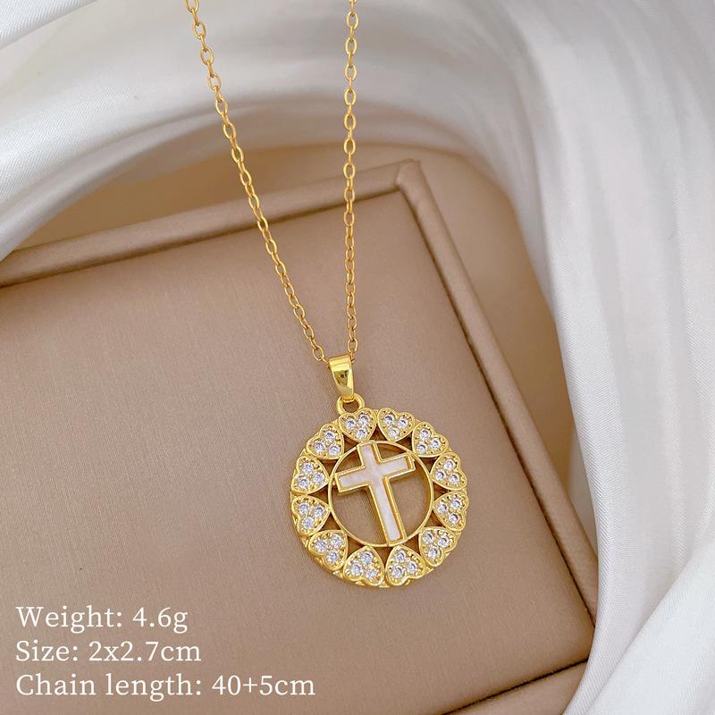 Copper Micro-Inlaid Love Fashion Light Luxury Temperament Gorgeous Full Diamond Necklace Female Versatile Collarbone Chain Titanium Steel