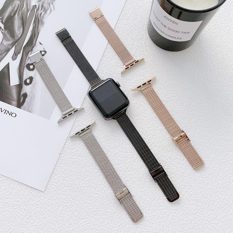 Řemínek Matel pro Apple Watch Band 7 41 mm 45 mm 49 mm Slim Milanese Loop Band pro ženy Řemínek pro iwatch 8 7 6 5 se 4 3 2 Náramek 38 mm 40 mm