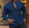 Men's Stand Collar Long Sleeve Shirt, Slim Fit Casual Fashion Top for Daily Wear